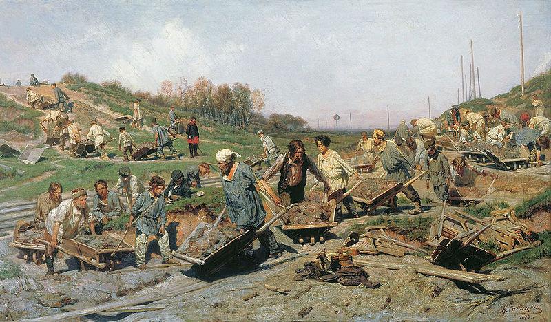 Konstantin Savitsky Repair work on the railroad France oil painting art